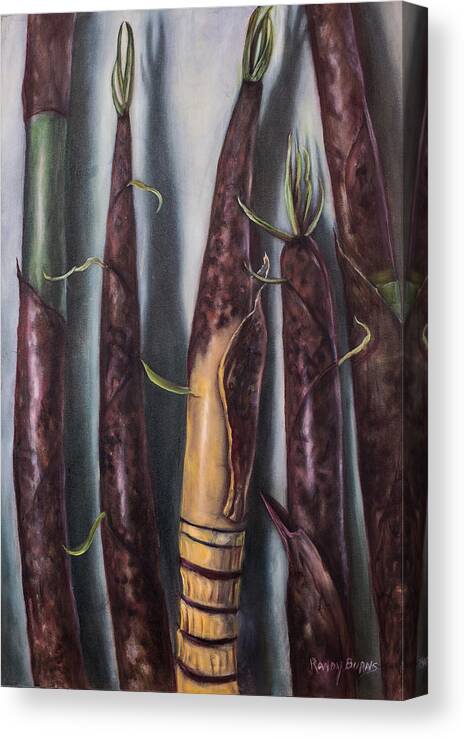 Bamboo Canvas Print featuring the painting Moso Bamboo by Rand Burns