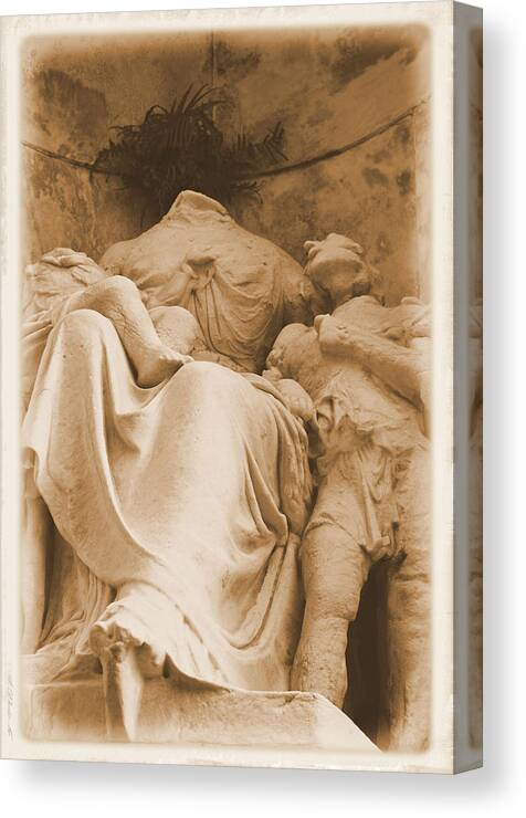 Cemetery Canvas Print featuring the photograph Mother with Children by Nadalyn Larsen