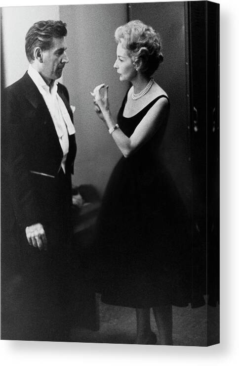 Fashion Canvas Print featuring the photograph Mr. And Mrs. Leonard Bernstein by Henry Clarke