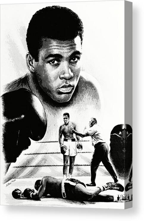 Muhammad Ali Canvas Print featuring the drawing Muhammad Ali The Greatest by Andrew Read