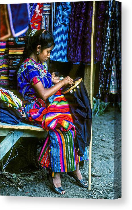Caqchiquel Canvas Print featuring the photograph Multi-Tasking by Tina Manley
