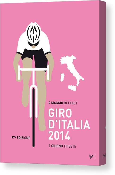 Minimal Canvas Print featuring the digital art My Giro D Italia Minimal Poster 2014 by Chungkong Art