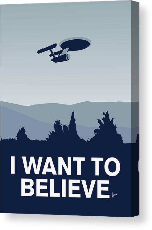 Classic Canvas Print featuring the digital art My I want to believe minimal poster-Enterprice by Chungkong Art