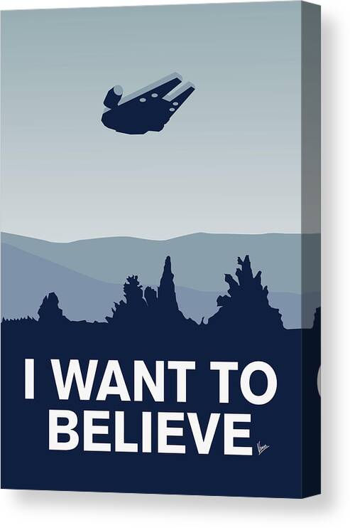 Classic Canvas Print featuring the digital art My I want to believe minimal poster-millennium falcon by Chungkong Art