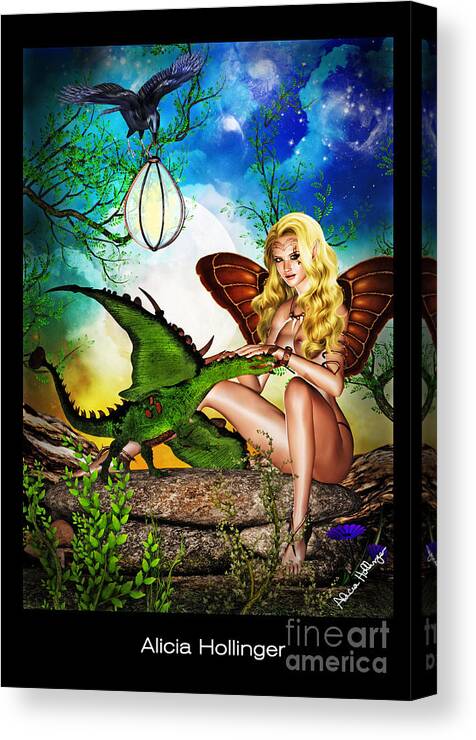 Fantasy Canvas Print featuring the mixed media My Little Dragon by Alicia Hollinger