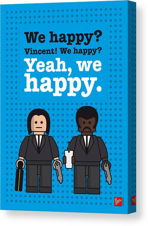 Pulp Canvas Print featuring the digital art My Pulp Fiction lego dialogue poster by Chungkong Art