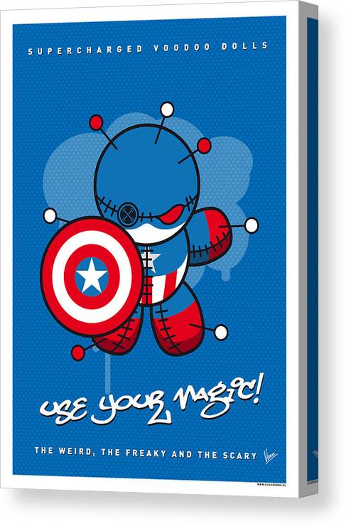 Captain Canvas Print featuring the digital art My SUPERCHARGED VOODOO DOLLS CAPTAIN AMERICA by Chungkong Art