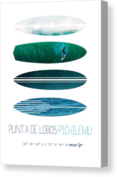Minimal Canvas Print featuring the digital art My Surfspots poster-3-Punta de Lobos-Chile by Chungkong Art