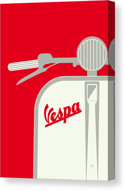 Minimal Canvas Print featuring the digital art My Vespa - From Italy With Love - Red by Chungkong Art