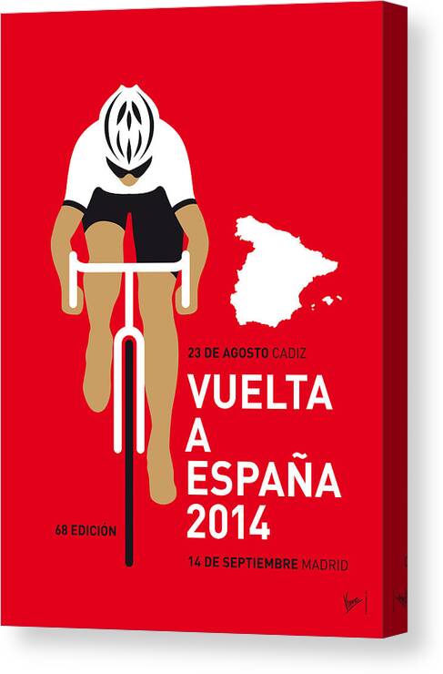 Minimal Canvas Print featuring the digital art My Vuelta A Espana Minimal Poster 2014 by Chungkong Art