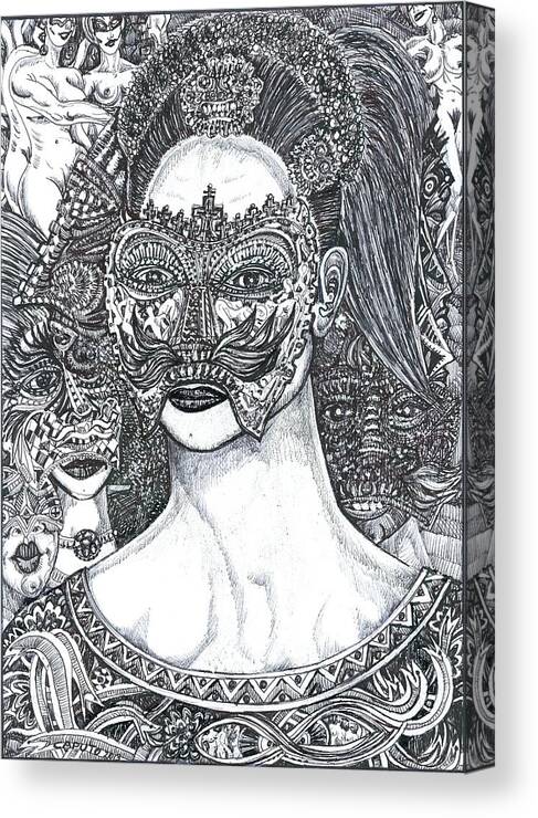 Portrait Canvas Print featuring the mixed media Mystery Girl by Giovanni Caputo