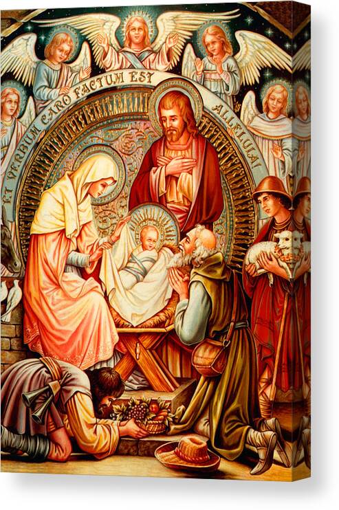 Nativity Canvas Print featuring the photograph Nativity and Angels by Munir Alawi