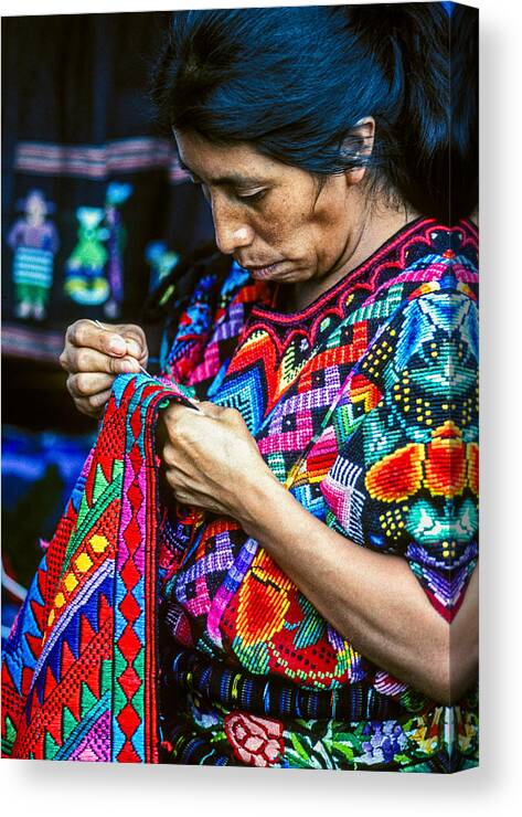 Caqchiquel Canvas Print featuring the photograph Needlework by Tina Manley