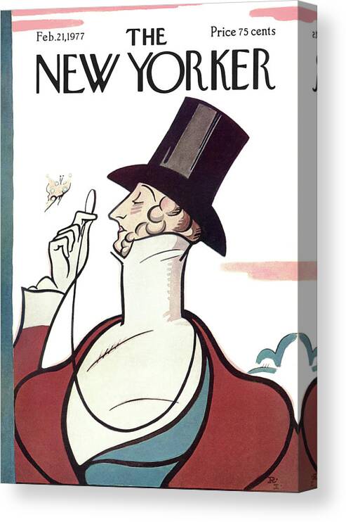 Eustace Tilley Canvas Print featuring the painting New Yorker February 21st, 1977 by Rea Irvin
