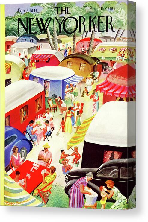 Vacation Canvas Print featuring the painting New Yorker February 8, 1941 by Roger Duvoisin