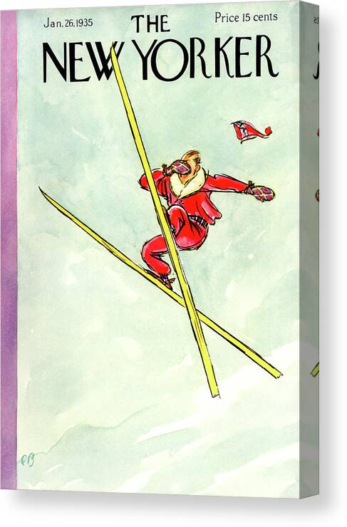 Ski Canvas Print featuring the painting New Yorker January 26, 1935 by Perry Barlow