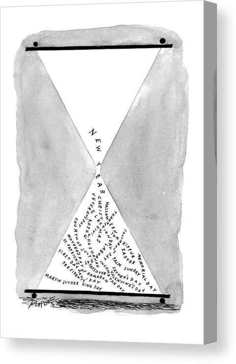 Hourglasses Canvas Print featuring the drawing New Yorker January 5th, 1998 by Peter Porges