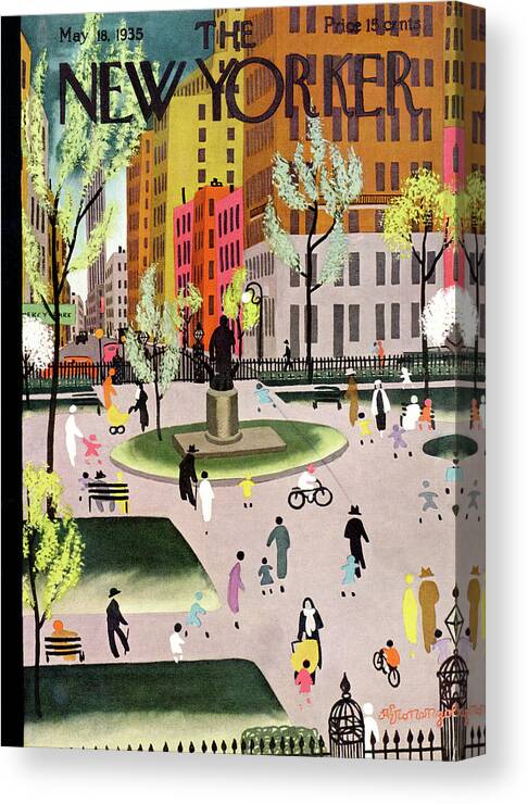 Park Canvas Print featuring the painting New Yorker May 18, 1935 by Adolph K Kronengold