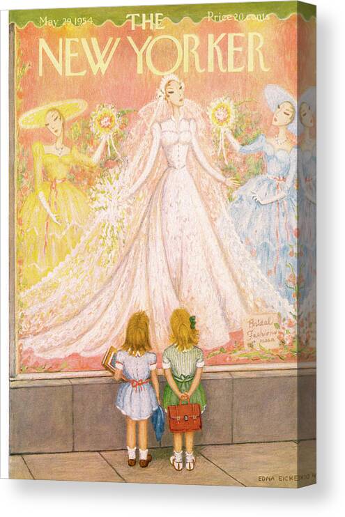 Marriage Canvas Print featuring the painting New Yorker May 29th, 1954 by Edna Eicke