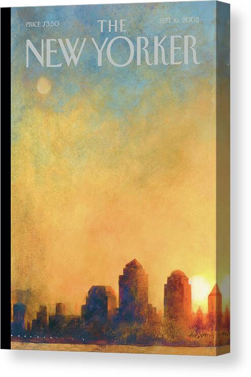 Ana Juan Aju Canvas Print featuring the painting Dawn Over Lower Manhattan by Ana Juan