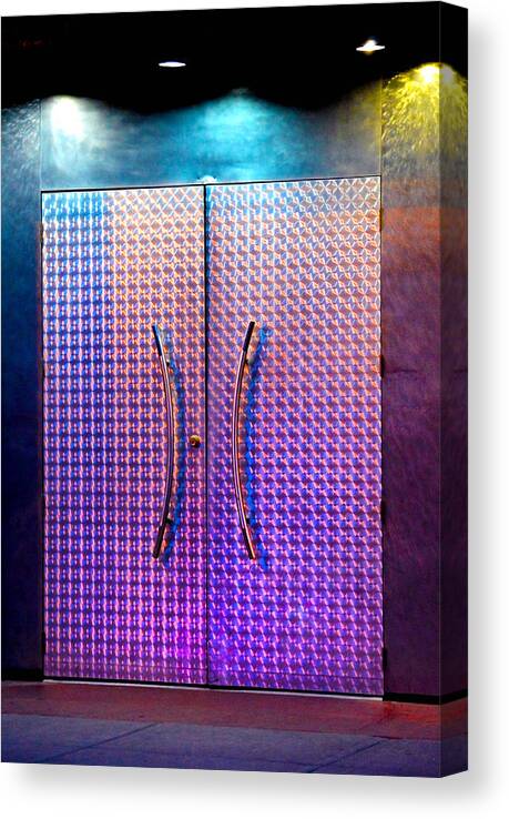 Door Canvas Print featuring the photograph Night Club Entrance by Lena Wilhite