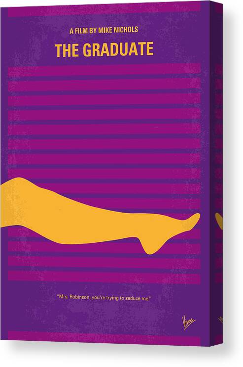 The Graduate Canvas Print featuring the digital art No135 My THE GRADUATE minimal movie poster by Chungkong Art