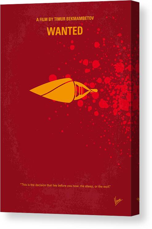 Wanted Canvas Print featuring the digital art No176 My Wanted minimal movie poster by Chungkong Art