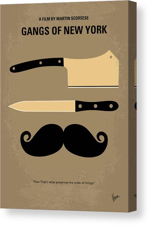 Gangs Canvas Print featuring the digital art No195 My Gangs of New York minimal movie poster by Chungkong Art