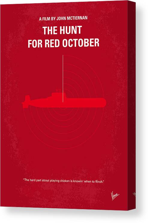 The Hunt For Red October Canvas Print featuring the digital art No198 My The Hunt for Red October minimal movie poster by Chungkong Art