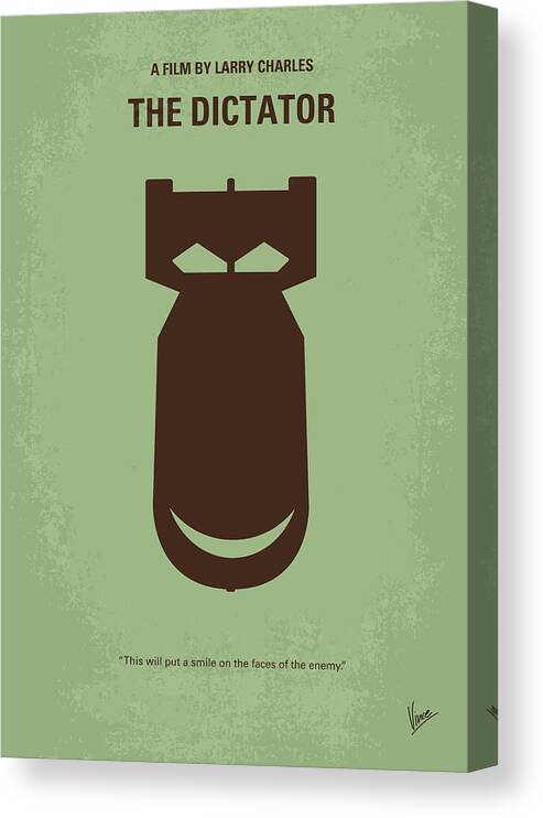 The Dictator Canvas Print featuring the digital art No212 My The Dictator minimal movie poster by Chungkong Art