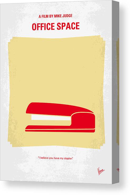 Office Space Canvas Print featuring the digital art No255 My OFFICE SPACE minimal movie poster by Chungkong Art