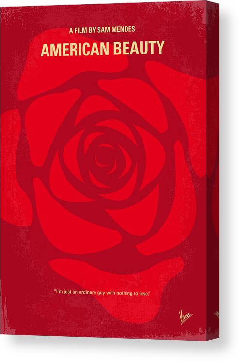 American Canvas Print featuring the digital art No313 My American Beauty minimal movie poster by Chungkong Art
