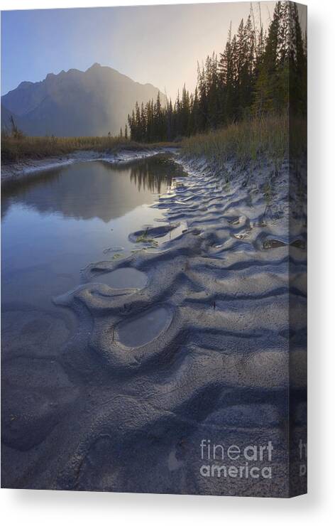 Mountains Canvas Print featuring the photograph North Saskatchewan River Backwater by Dan Jurak