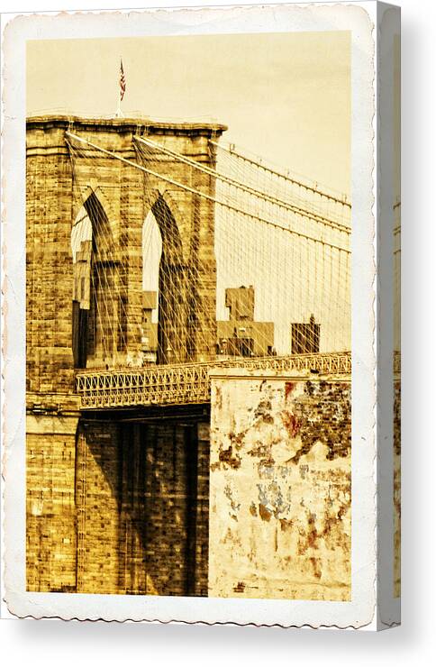 Brooklyn Bridge Canvas Print featuring the photograph Old Brooklyn Bridge by Frank Winters
