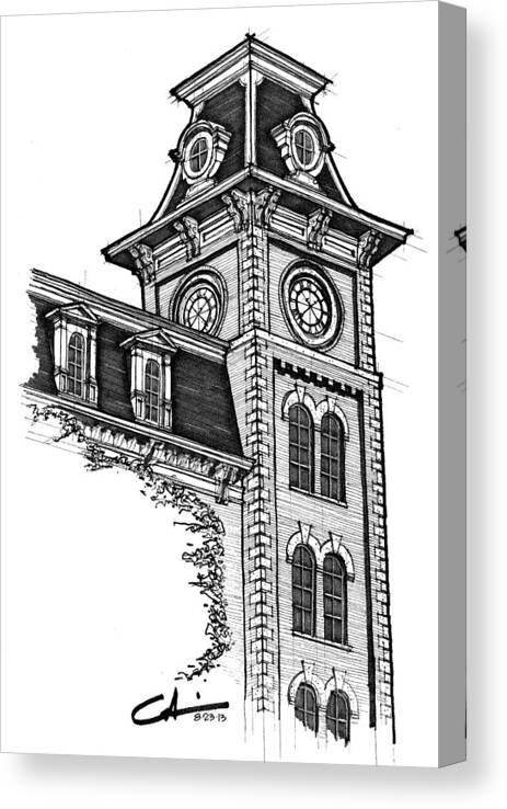 Old Main Canvas Print featuring the drawing Old Main by Calvin Durham