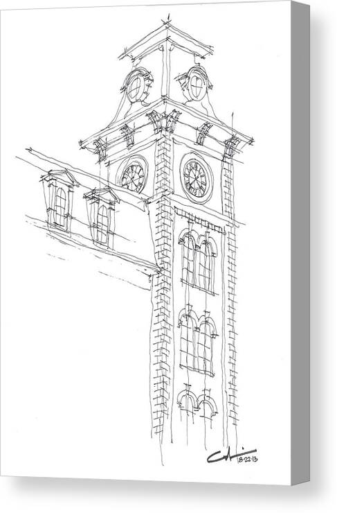 Old Main Canvas Print featuring the drawing Old Main Study by Calvin Durham