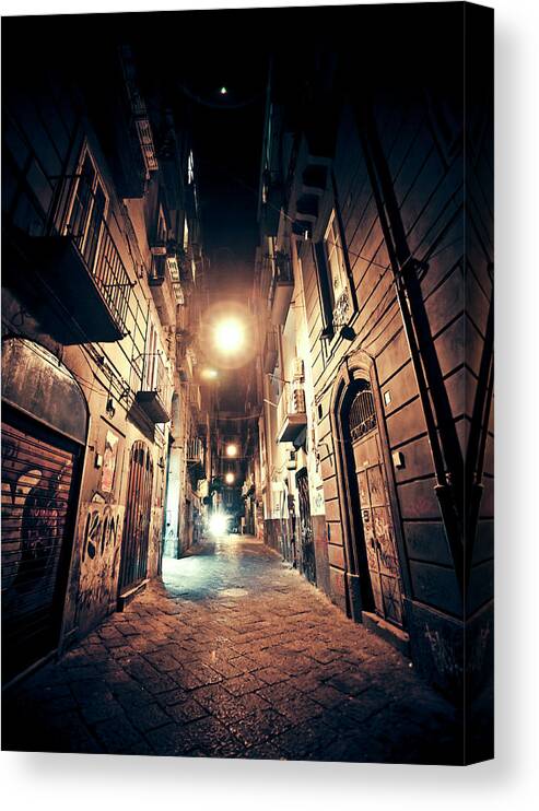 Spooky Canvas Print featuring the photograph Old Town Streets by Peeterv