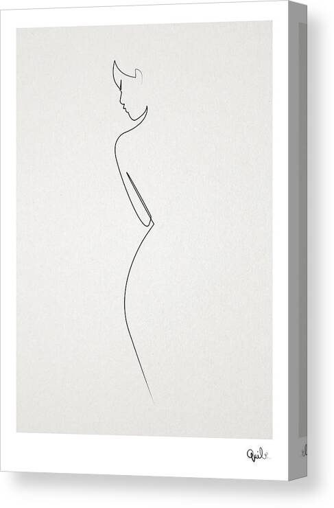 #faatoppicks Canvas Print featuring the digital art One Line Nude by Quibe Sarl