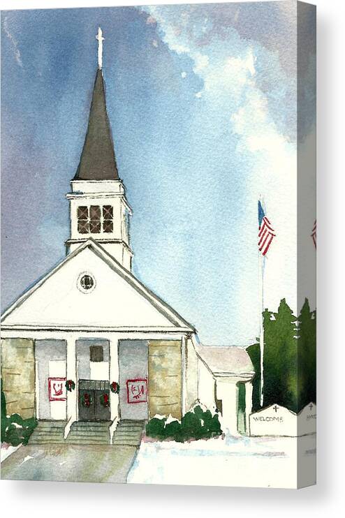 Church Canvas Print featuring the painting Our Lady of Good Counsel West Boylston MA by Lynn Babineau