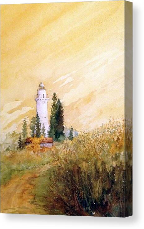 Lighthouse Canvas Print featuring the painting Overgrown by Ken Marsden