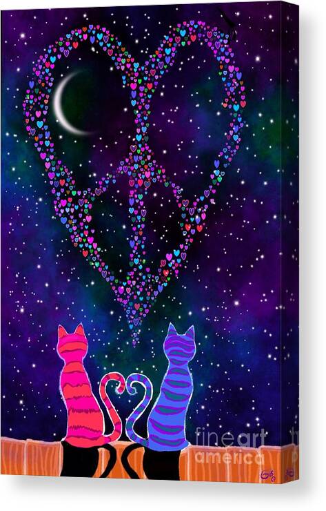 Peace Canvas Print featuring the painting Peace Heart Night by Nick Gustafson