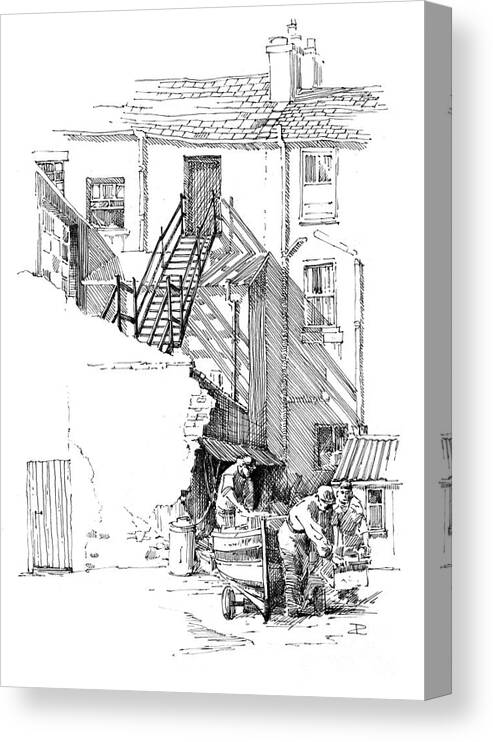 Pen & Ink Canvas Print featuring the drawing Peel Back Street by Paul Davenport