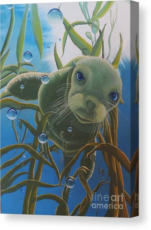 Ocean Sea Animals Canvas Print featuring the painting Peepers by Dianna Lewis