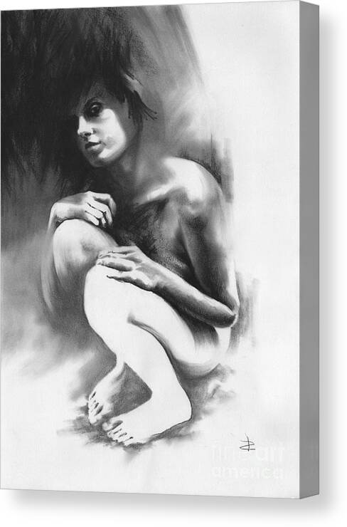 Pensive Canvas Print featuring the drawing Pensive by Paul Davenport