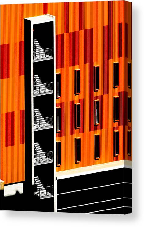 High Contrast Canvas Print featuring the photograph Phoenix Stairwell by Jim Painter