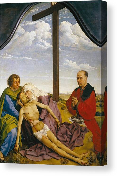 1450 Canvas Print featuring the painting Pieta by Rogier van der Weyden