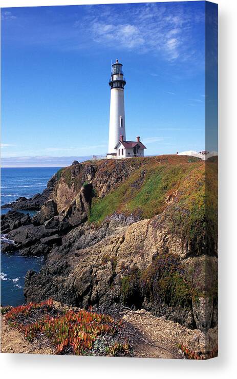Lighthouse Photographs Canvas Print featuring the photograph Pigeon Point Lighthouse by Kathy Yates