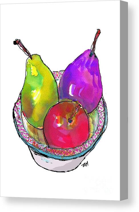 Still Life Canvas Print featuring the painting Pink Apple by Tracy-Ann Marrison