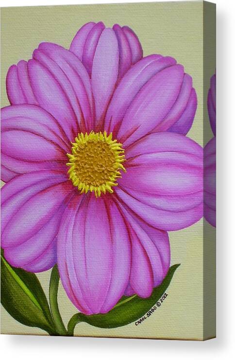 Flower Canvas Print featuring the painting Pink Dahlia by Carol Sabo