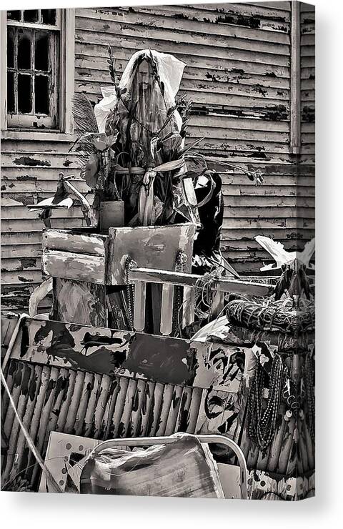 New Orleans Canvas Print featuring the photograph Plastic Jesus bw by Steve Harrington
